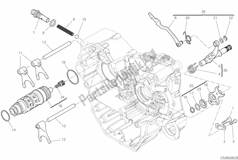 Alle onderdelen voor de Schakelnok - Vork van de Ducati Hypermotard 950 SP USA 2019
